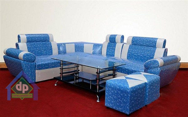 Thanh lý bộ bàn ghế sofa góc màu xanh dương nhẹ nhàng tại Cầu Giấy