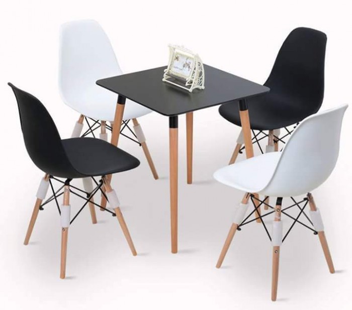 Tóp mẫu bàn ghế cafe đẹo thiết kế chân gỗ mặt bàn bằng nhựa 